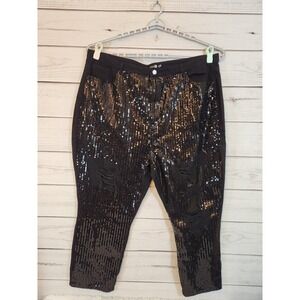 Boohoo Blue Womens Black Stretch Sequin Distressed High Rise Ankle Jeans Size 24